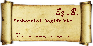 Szoboszlai Boglárka névjegykártya